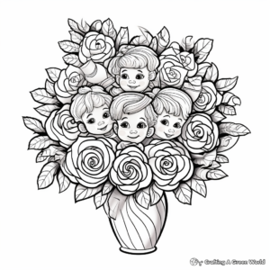I Love You' Rose Bouquet Coloring Pages for Adults 2