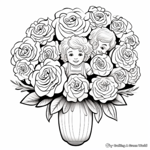 I Love You' Rose Bouquet Coloring Pages for Adults 3