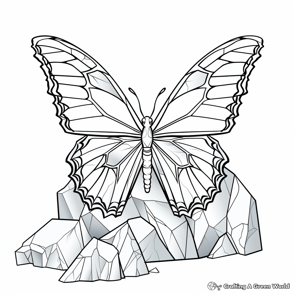 Ice-blue Mountain Butterfly Coloring Pages 2