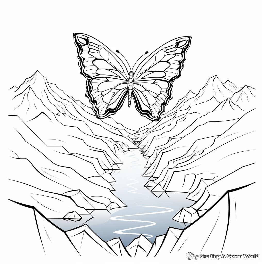 Ice-blue Mountain Butterfly Coloring Pages 3