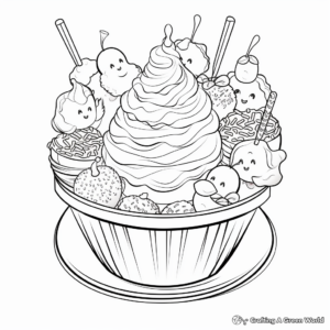 Ice Cream Sundae Party Coloring Pages 1