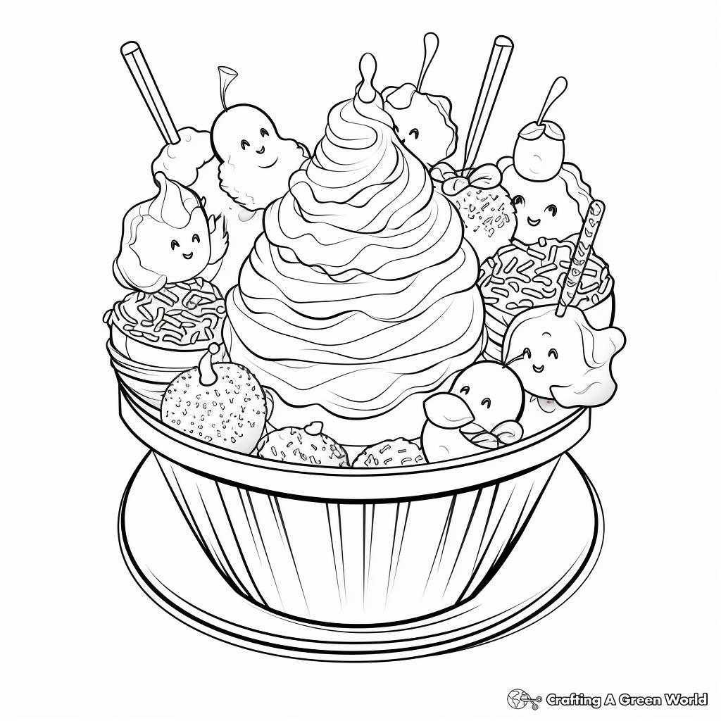 Ice Cream Sundae Party Coloring Pages 1