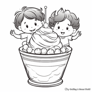 Ice Cream Sundae Party Coloring Pages 4