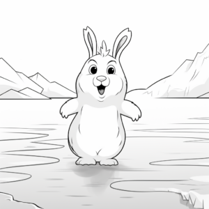 Ice-Hopping Arctic Hare Coloring Pages 1