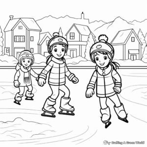 Ice Skating Fun Coloring Pages 1
