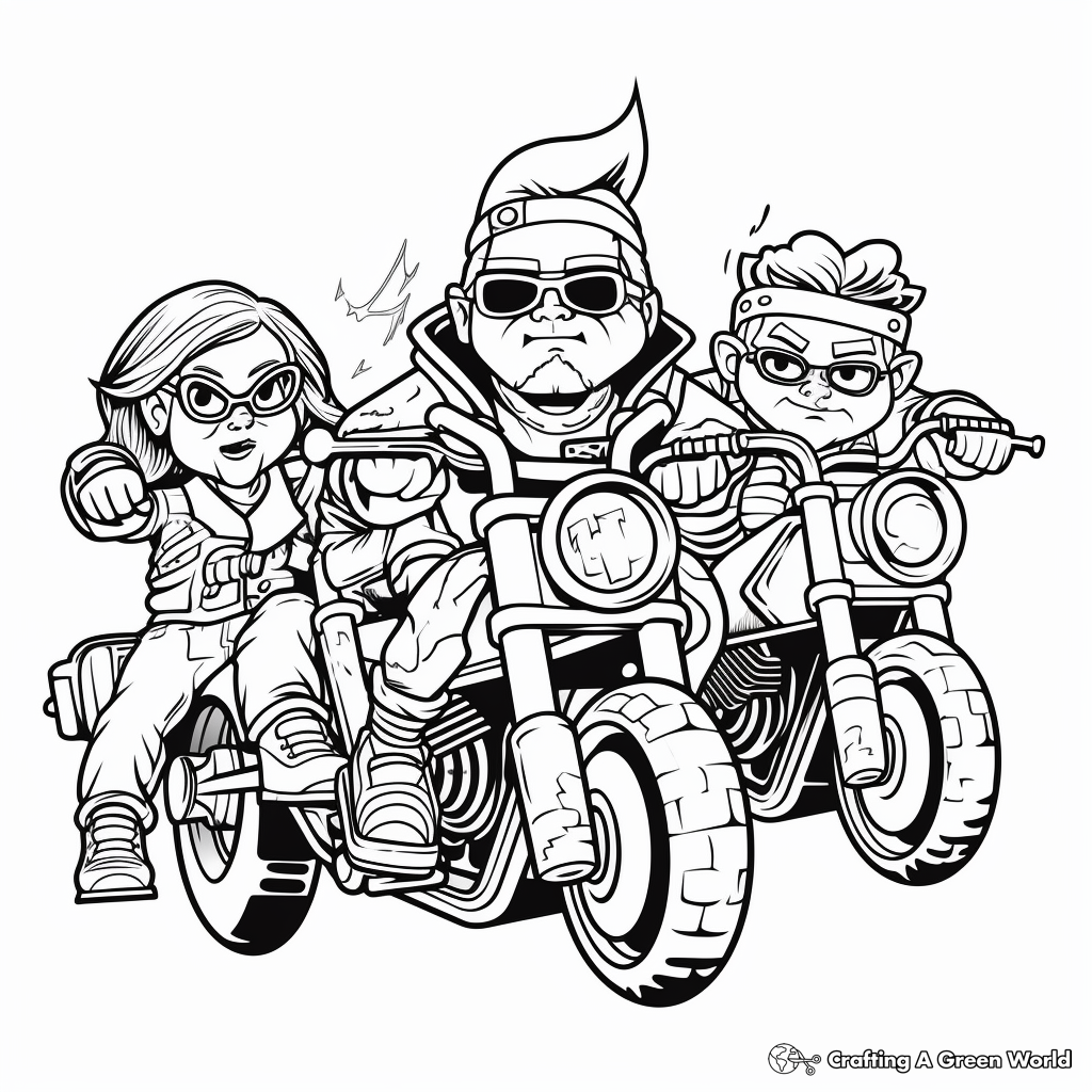 Iconic Biker Gang Motorcycle Coloring Pages 1
