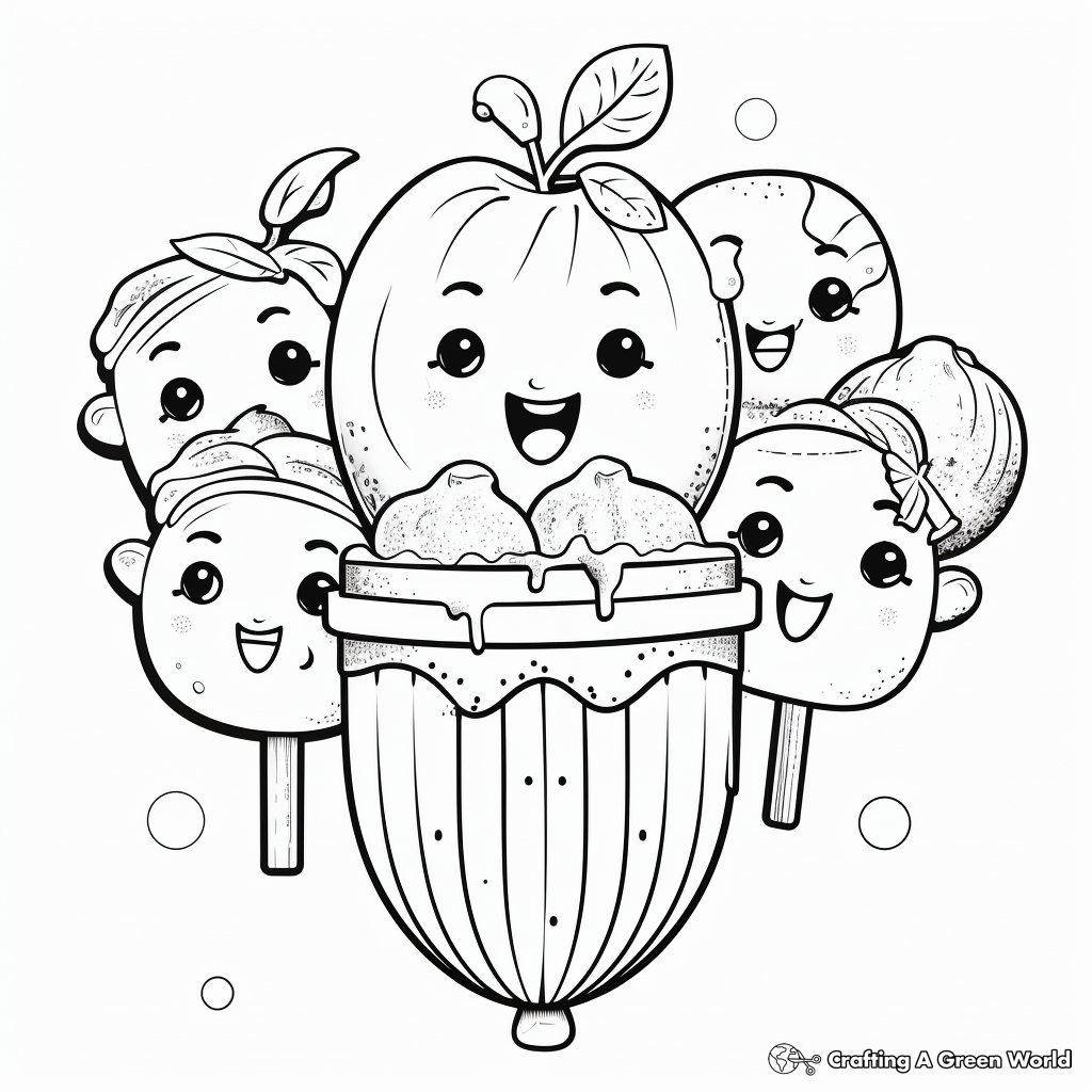 Icy Fruit Popsicle Coloring Pages 3