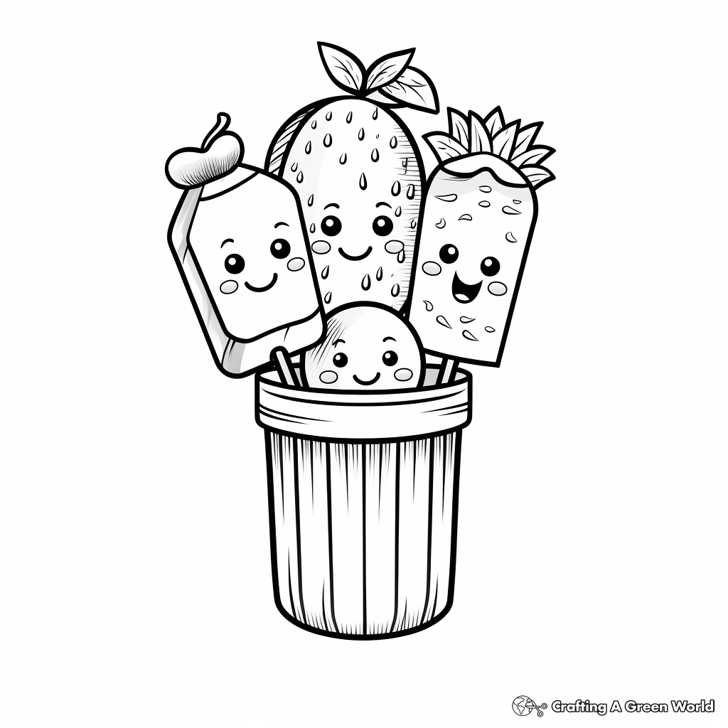 Icy Fruit Popsicle Coloring Pages 4