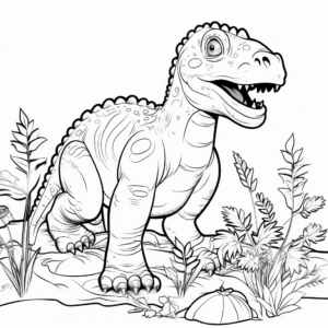 Iguanodon and Prehistoric Flora Coloring Pages 1
