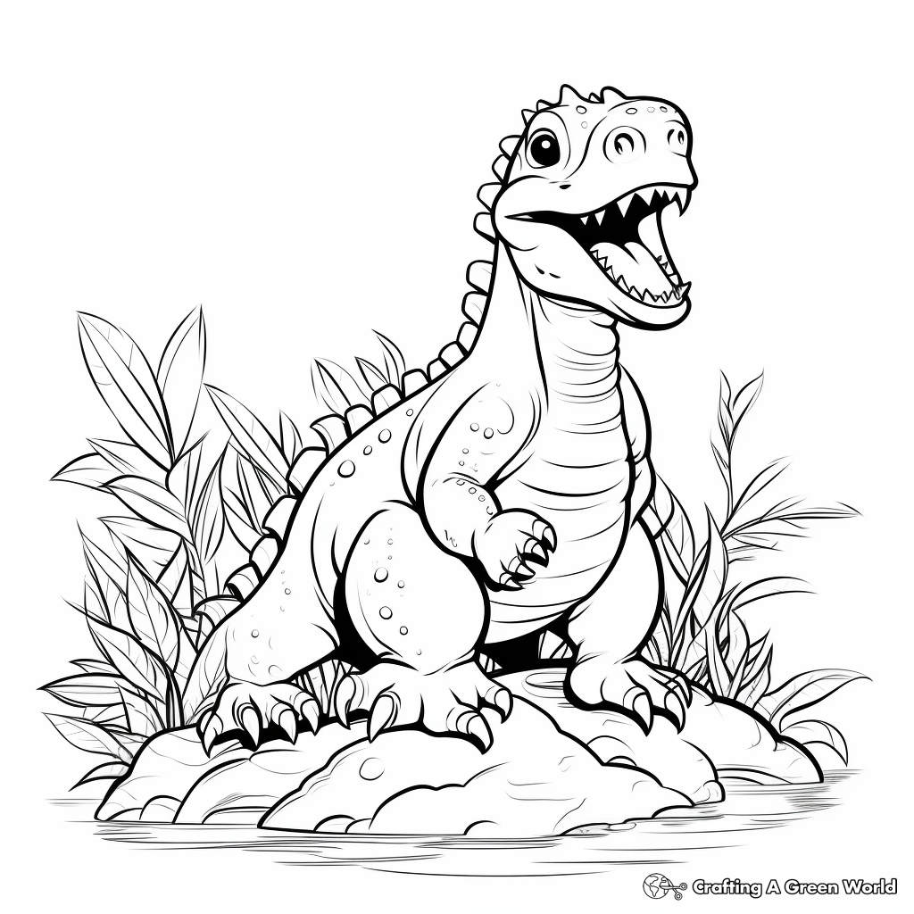 Iguanodon and Prehistoric Flora Coloring Pages 2