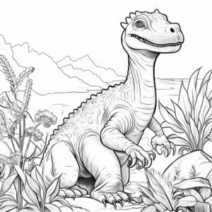 Iguanodon and Prehistoric Flora Coloring Pages 3