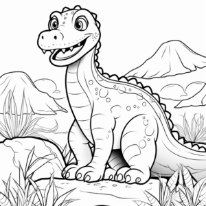 Iguanodon and Prehistoric Flora Coloring Pages 4