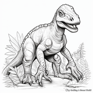 Iguanodon Dinosaur in the Wild Coloring Pages 1