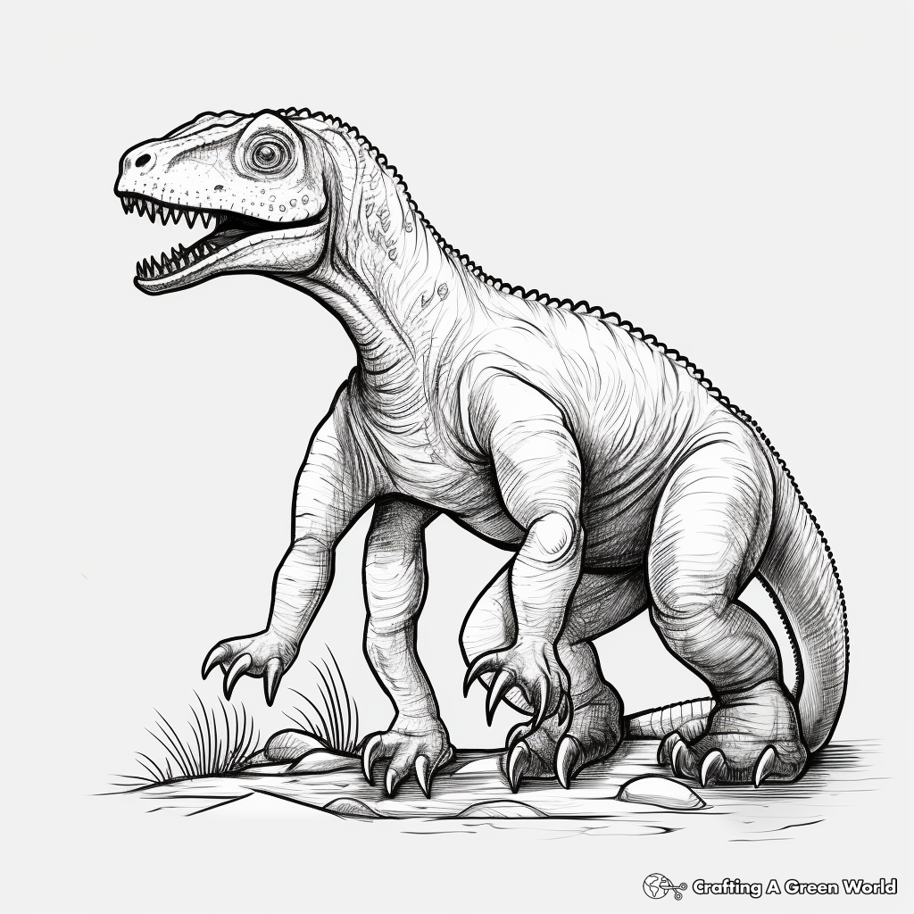 Iguanodon Dinosaur in the Wild Coloring Pages 4