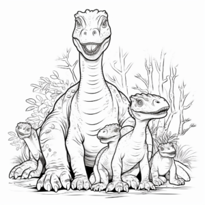 Iguanodon Family: Adult and Juveniles Coloring Pages 2