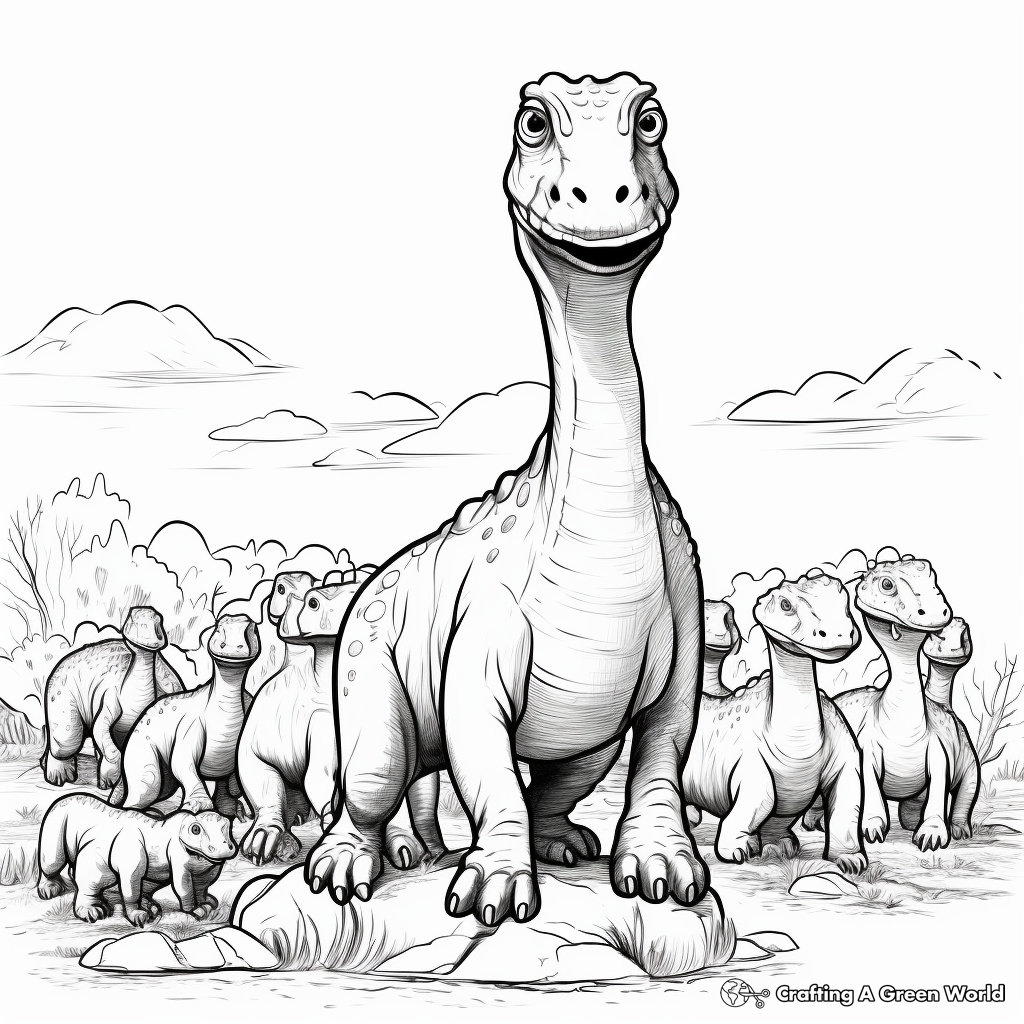 Iguanodon Herd Coloring Pages 2