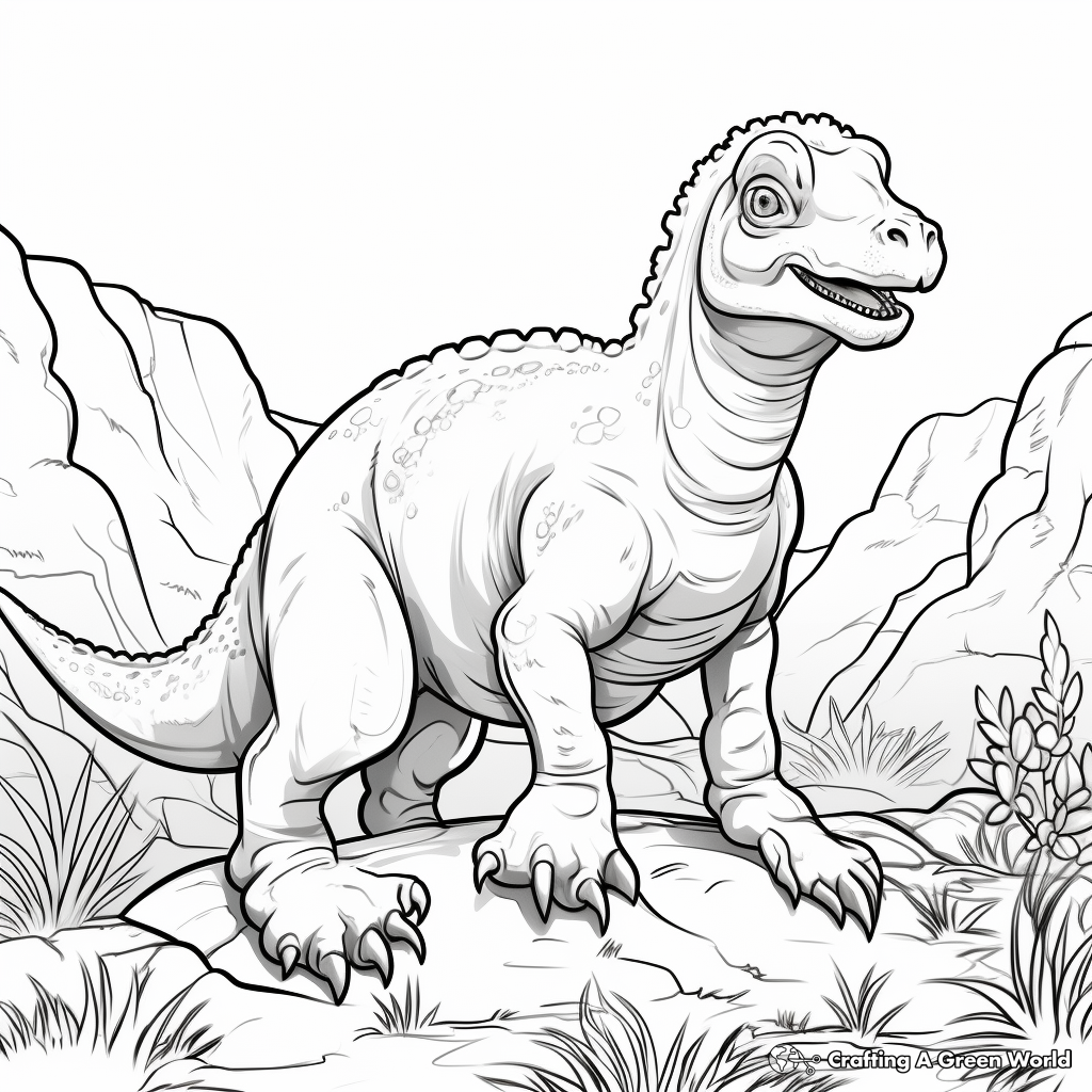 Iguanodon Roaming the Land Coloring Pages 2