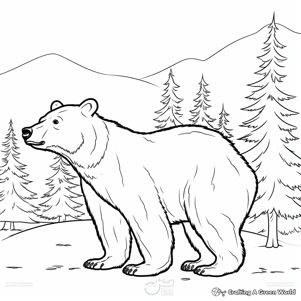 Illustrative Black Bear Silhouette Coloring Pages 2