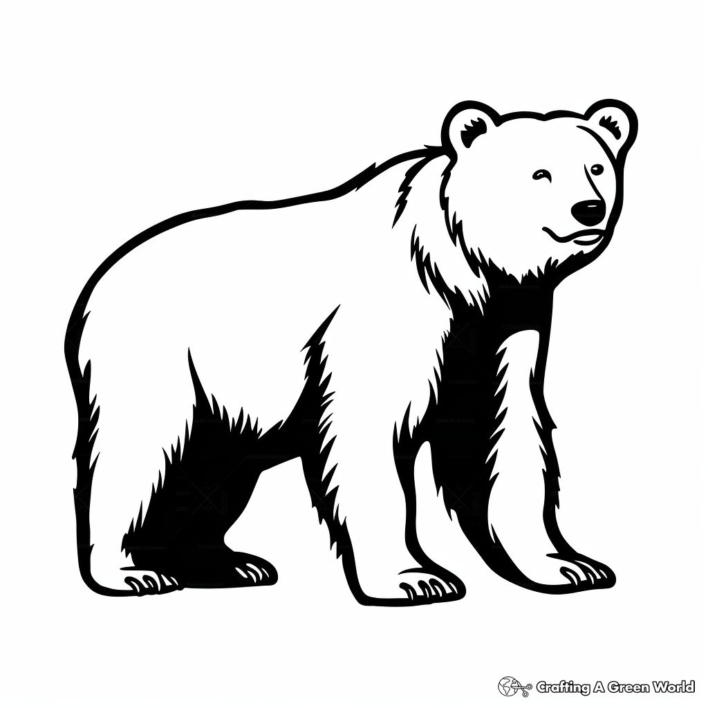 Illustrative Black Bear Silhouette Coloring Pages 3