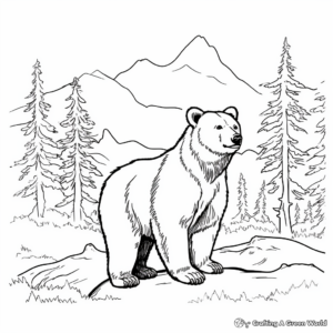 Illustrative Black Bear Silhouette Coloring Pages 4
