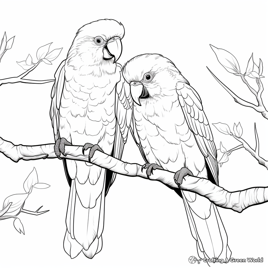 Illustrative Pair of Scarlet Macaws Coloring Pages 1