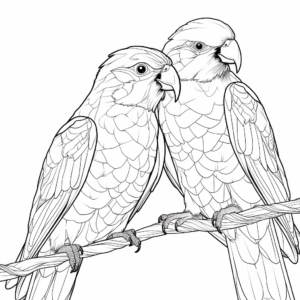 Illustrative Pair of Scarlet Macaws Coloring Pages 2