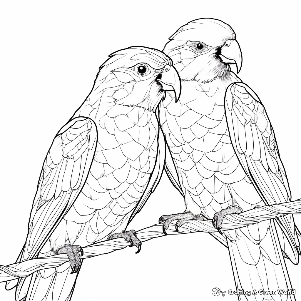 Illustrative Pair of Scarlet Macaws Coloring Pages 2