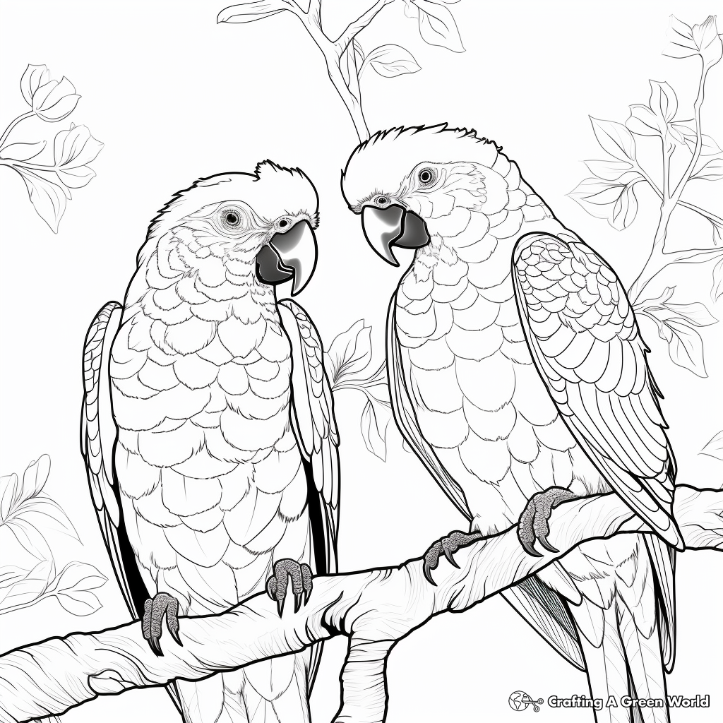 Illustrative Pair of Scarlet Macaws Coloring Pages 4