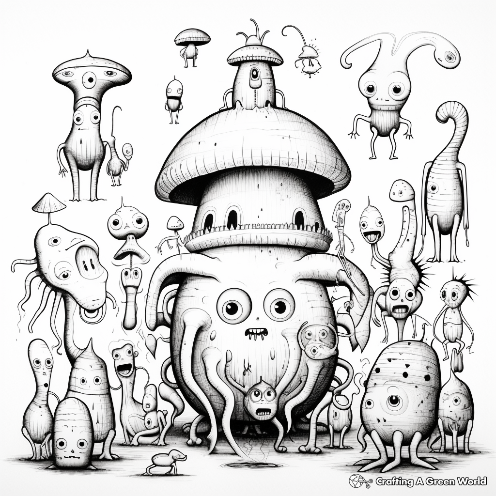 Imaginary Alien Creatures Coloring Pages 1