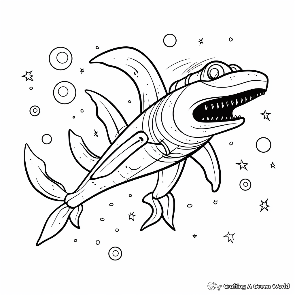 Imaginary Plesiosaurus In Outer Space Coloring Pages 3
