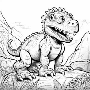 Imaginative Albertosaurus in Fantasy World Coloring Pages 2