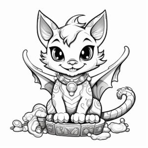 Imaginative Dragon Kitty Coloring Pages 1
