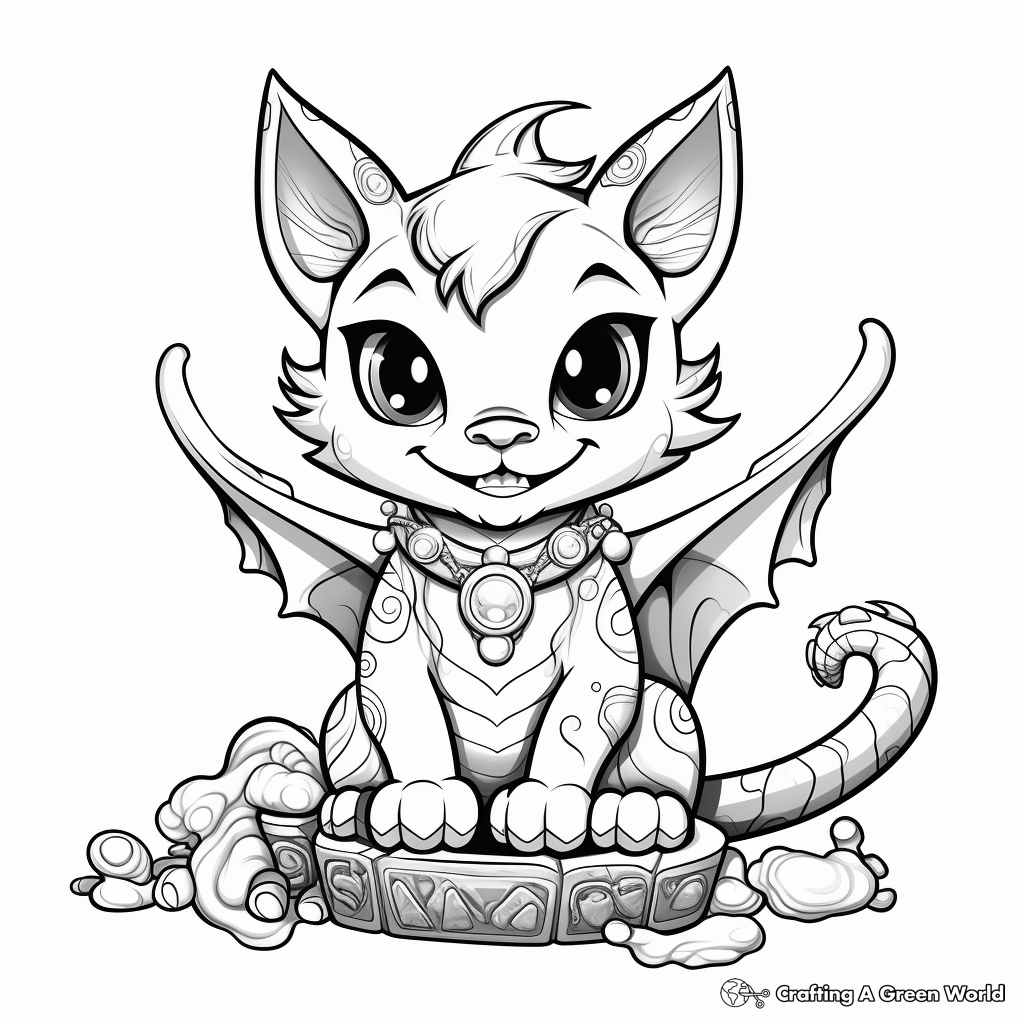 Imaginative Dragon Kitty Coloring Pages 1