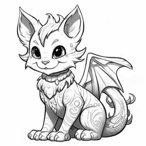 Imaginative Dragon Kitty Coloring Pages 3