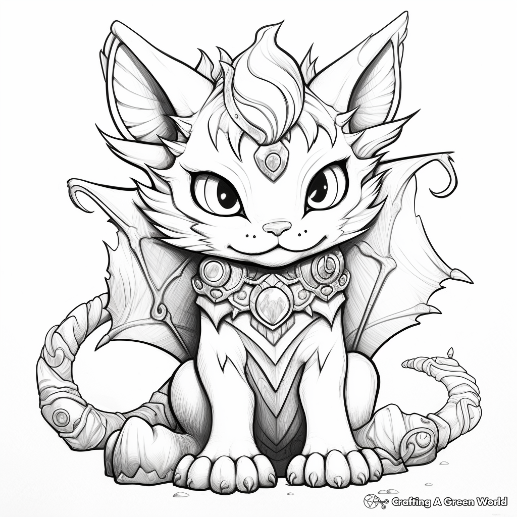 Imaginative Dragon Kitty Coloring Pages 4