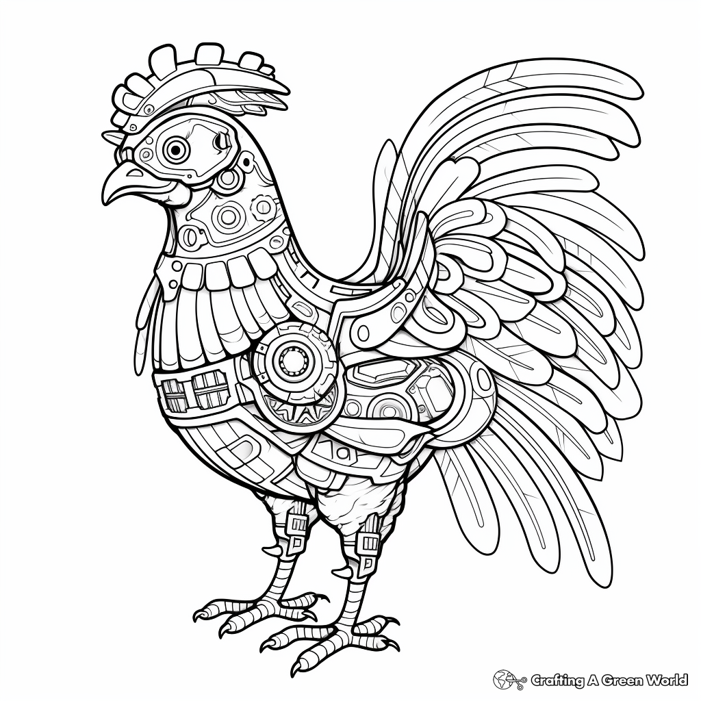 Imaginative Fantasy Chicken Coloring Pages 1
