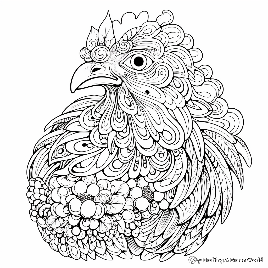 Imaginative Fantasy Chicken Coloring Pages 4