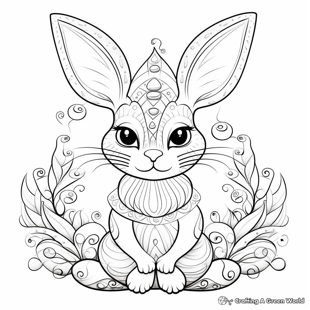 Imaginative Mythical Bunny Coloring Pages for Adults 3