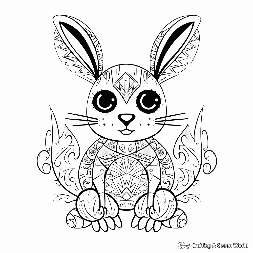 Imaginative Mythical Bunny Coloring Pages for Adults 4
