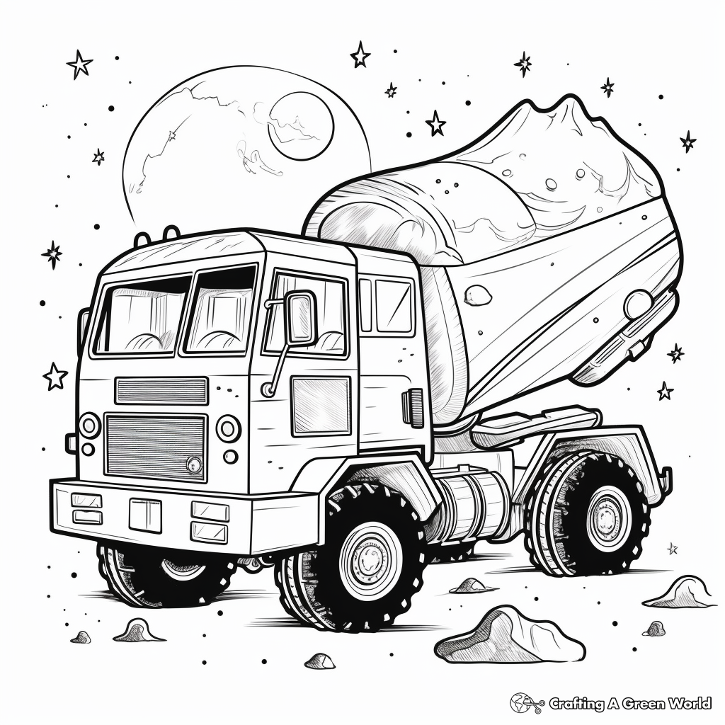 Imaginative Space Dump Truck Coloring Pages 2
