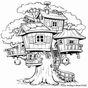 Imaginative Tree House Construction Coloring Pages 3