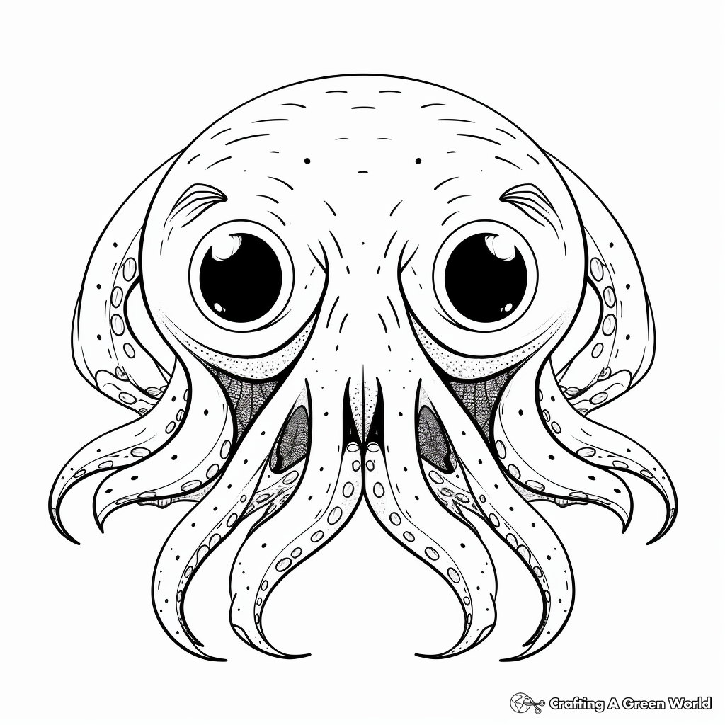 Immersive Underwater Octopus Face Coloring Pages 2