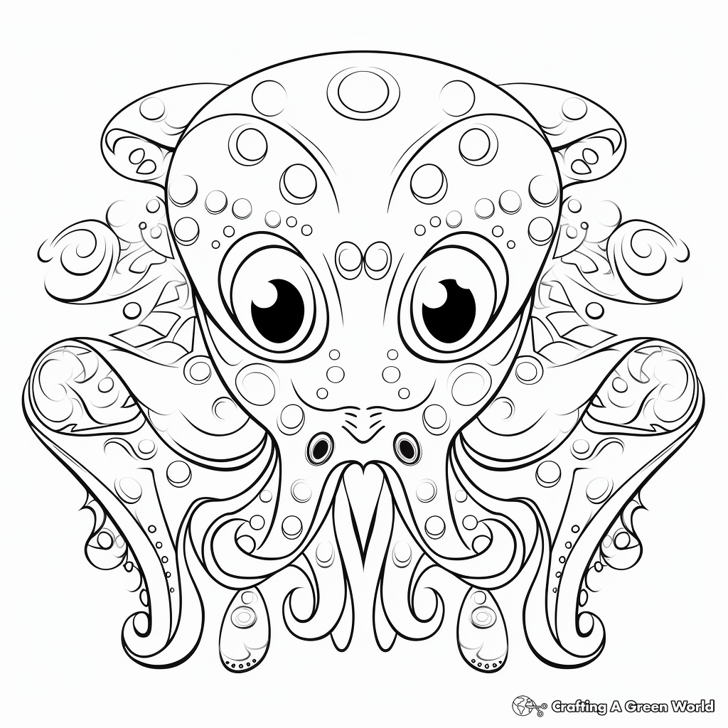 Immersive Underwater Octopus Face Coloring Pages 4
