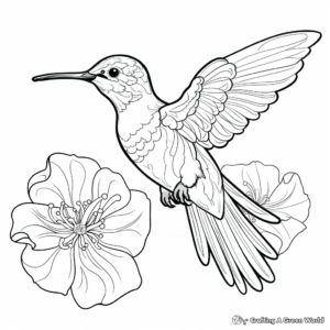 Impressionistic Hummingbird and Flower Adult Coloring Pages 3