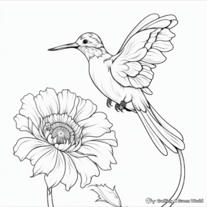 Impressionistic Hummingbird and Flower Adult Coloring Pages 4