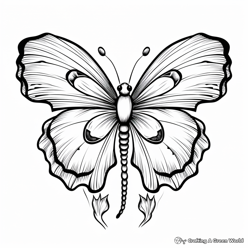 Impressive Half Butterfly, Half Poppy Coloring Pages 3