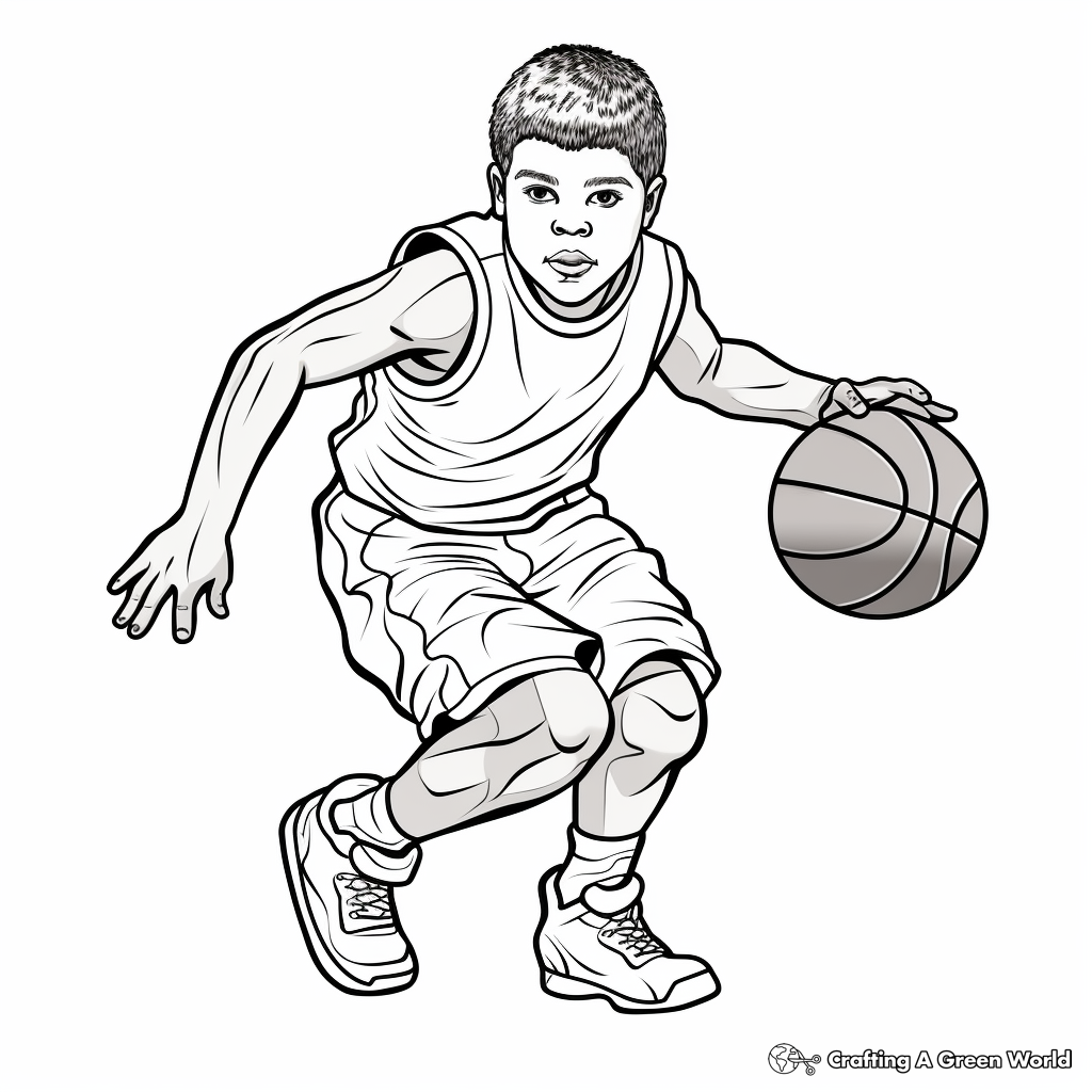 In-Action Basketball Player Coloring Pages 1