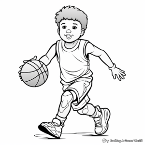 In-Action Basketball Player Coloring Pages 3