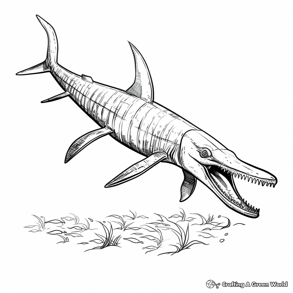 In-Depth Detailed Kronosaurus Coloring Pages for Adults 1