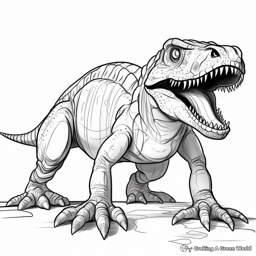 In-depth Fossil Structure of Tarbosaurus Coloring Pages 4